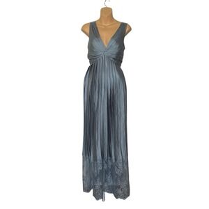 Little Mistress pleated maxi dress lace hem Party Prom Wedding Women Size 8 Gray